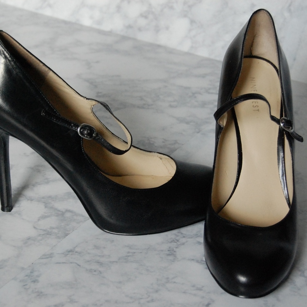 ✨Nine West Msknoitall Black Leather Heels✨